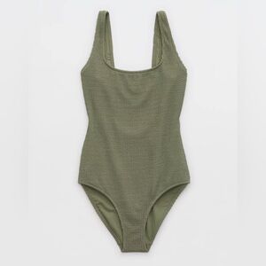 Olive Green Textured Swimsuit- XL